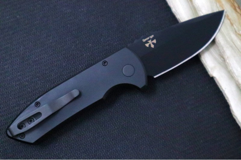 Pro Tech SBR Auto - Black Textured (Knurled) Aluminum Handle / Black Blade LG407 - Northwest Knives