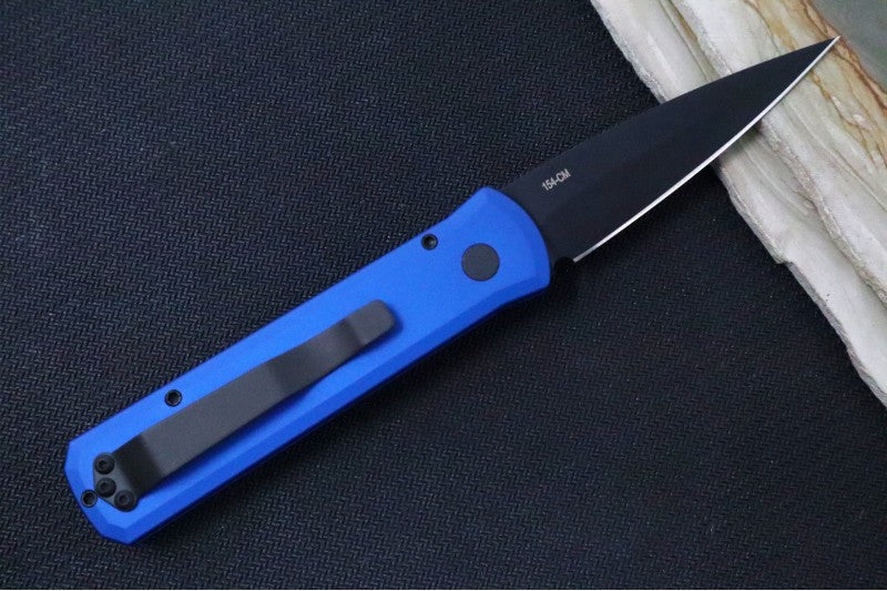 Pro Tech Godson Auto - Blue Handle - Black Blade 721-BLUE