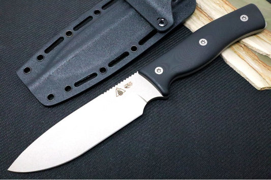 SURVIVE! GSO Bushcraft 5.1 - Black G-10 Handle / 3V Blade / Titanium Coating / Black Kydex Sheath