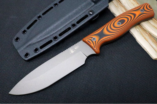 SURVIVE! GSO Bushcraft 5.1 - Black & Orange G-10 Handle / 3V Blade / Tungsten Coating / Black Kydex Sheath