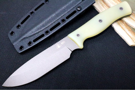 SURVIVE! GSO Bushcraft 5.1 - Jade G-10 Handle / 3V Blade / Tungsten Coating / Black Kydex Sheath