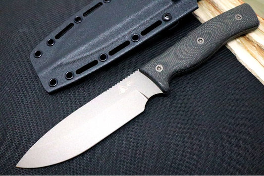 SURVIVE! GSO Bushcraft 5.1 - Black Canvas Micarta Handle / 3V Blade / Tungsten Coating / Black Kydex Sheath