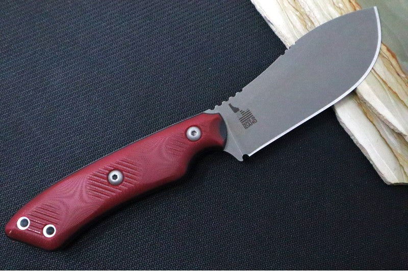 Tops Camp Creek Fire Edition - CPM-S35VN Steel / Red G10 Handle / Black Leather Sheath CPCKFE-01