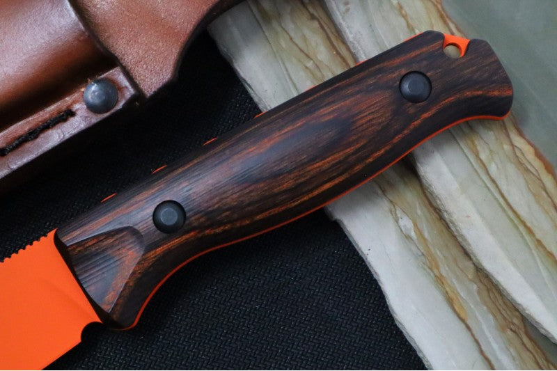 Benchmade 15002 Saddle Mountain Skinner Custom - CPM S30V Hunter Orange Blade / Stabilized Wood Handle