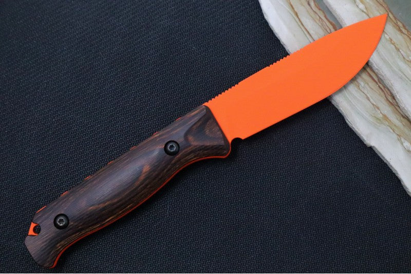 Benchmade 15002 Saddle Mountain Skinner Custom - CPM S30V Hunter Orange Blade / Stabilized Wood Handle