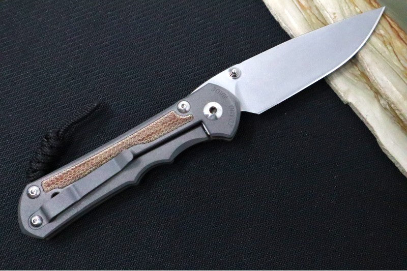 Chris Reeve Knives Large Inkosi - Drop Point Blade / CPM-Magnacut Steel / Titanium Handle with Natural Micarta Inlay LIN-1014
