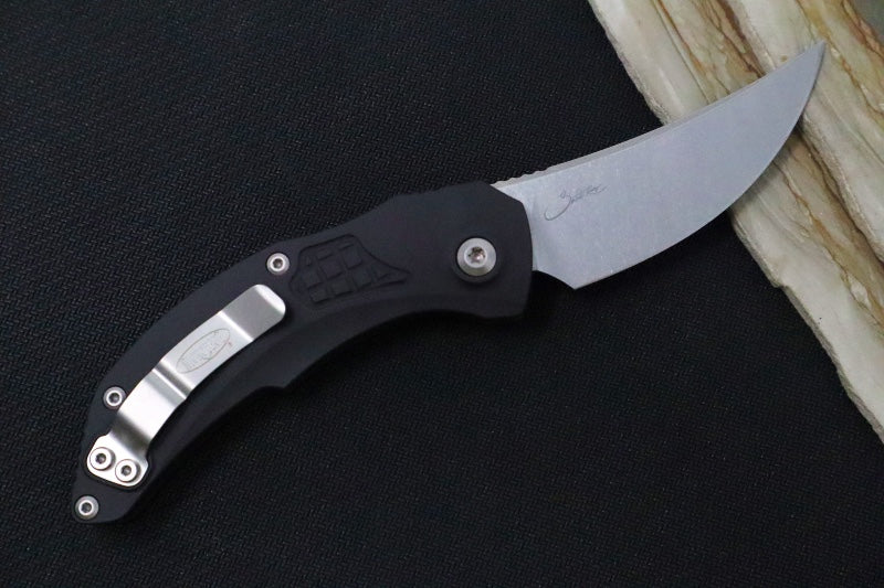 Microtech Brachial Auto - Stonewash Blade / Black Anodized Aluminum Handle 268A-10