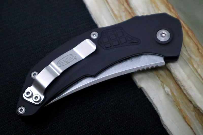 Microtech Brachial Auto - Stonewash Blade / Black Anodized Aluminum Handle 268A-10