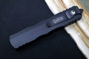 Microtech Dirac Delta Tactical OTF - Black Finish / Fully Serrated Dagger Blade / Black Aluminum Handle 227-3T - Northwest Knives