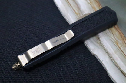 Microtech Signature Series Makora OTF - Bronzed Blade / Dagger Style / Black Anodized Aluminum Handle with Grip-Tape Inlays / Nickel Boron Internals - 206-13S