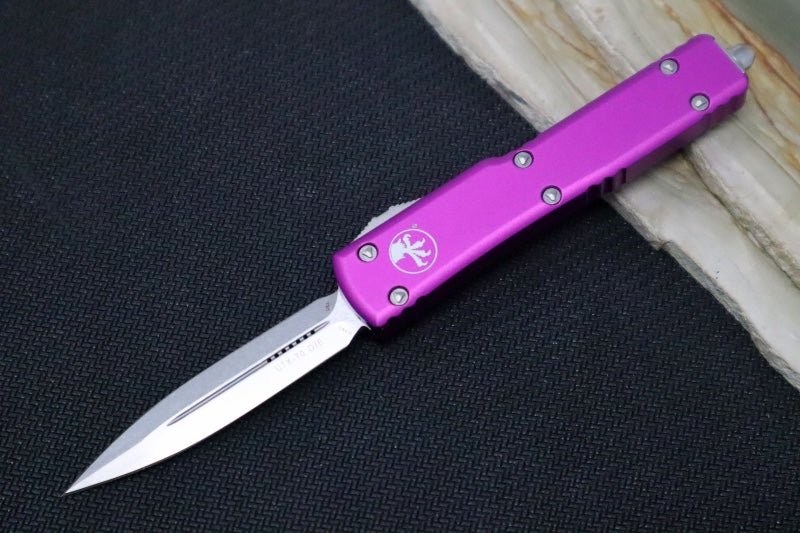 Microtech UTX-70 OTF - Violet Handle / Stonewash Finish / Dagger Blade 147-10VI