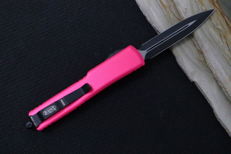 Microtech UTX-70 OTF - Pink Handle / Dagger Style / Black Blade 147-1PK
