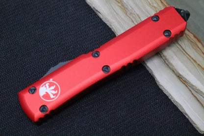 Microtech Ultratech OTF - Dagger Blade with Full Serrate / Black Finish / Red Aluminum Handle 122-3RD