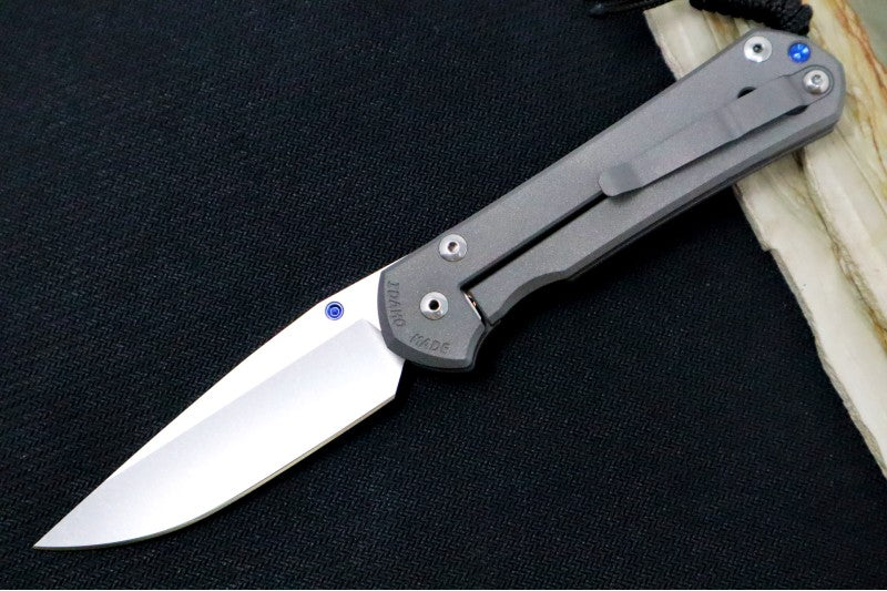 Chris Reeve Knives Large Sebenza 31 Left Handed - Drop Point Blade / CPM-Magnacut Steel / Plain Titanium Handle L31-1001