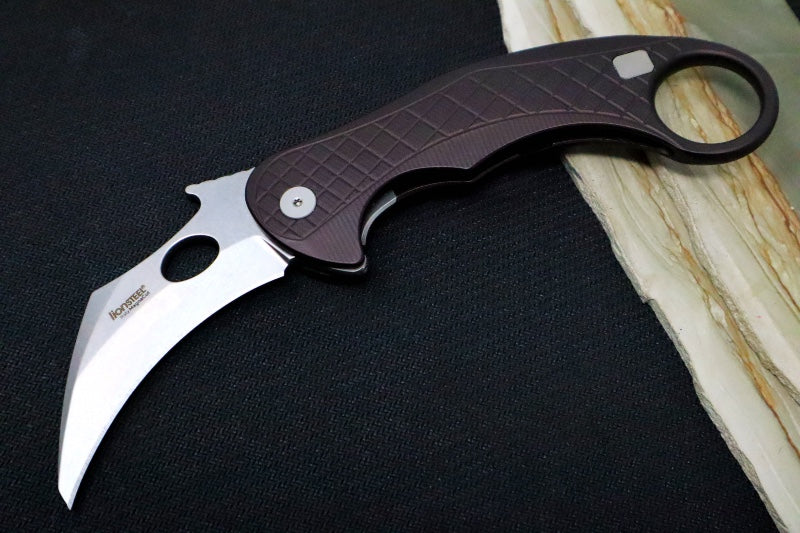 Lionsteel L.E. One - Karambit Blade / CPM-Magnacut Steel / Stonewashed Finish / Earth Brown Anodized Aluminum Handle LE1-A-ES - Northwest Knives