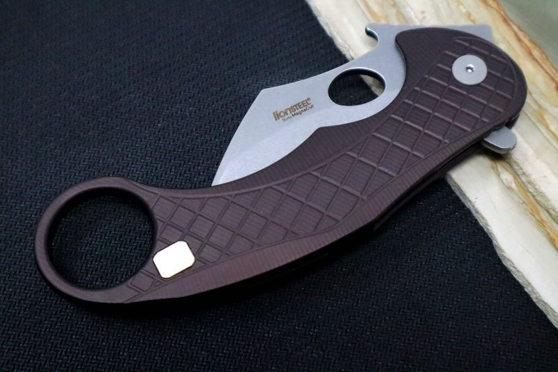 Lionsteel L.E. One - Karambit Blade / CPM-Magnacut Steel / Stonewashed Finish / Earth Brown Anodized Aluminum Handle LE1-A-ES