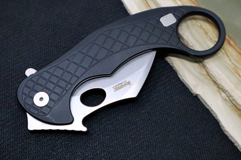 Lionsteel L.E. One - Karambit Blade / CPM-Magnacut Steel / Stonewashed Finish / Black Anodized Aluminum Handle LE1-A-BS - Northwest Knives