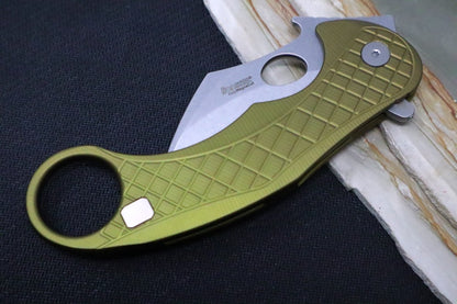 Lionsteel L.E. One - Karambit Blade / CPM-Magnacut Steel / Stonewashed Finish / OD Green Anodized Aluminum Handle LE1-A-GS