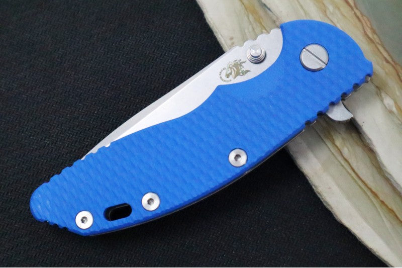 Rick Hinderer Knives XM-18 - 3.5" Spanto Blade / Stonewash Finish / Blue G-10 Handle