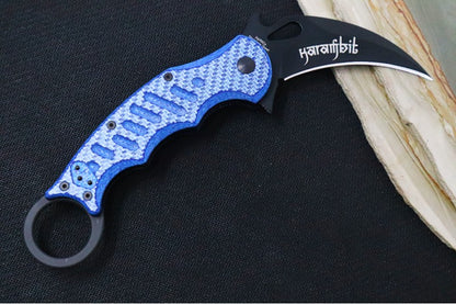 Fox Knives Karambit - Blue Twill Carbon Fiber Handle / Black N690Co Blade / Emerson Wave - FOX479BLT