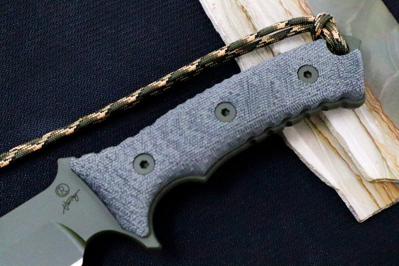 Chris Reeve Knives Pacific 7" NWK Exclusive Fixed Blade - OD Green Plain Edge Blade / CPM-Magnacut / Black Micarta Handle / Camo Lanyard PAC-1009