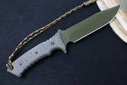 Chris Reeve Knives Pacific 7" NWK Exclusive Fixed Blade - OD Green Plain Edge Blade / CPM-Magnacut / Black Micarta Handle / Camo Lanyard PAC-1009 - Northwest Knives