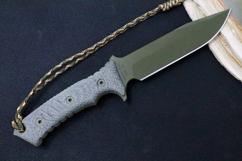 Chris Reeve Knives Pacific 7" NWK Exclusive Fixed Blade - OD Green Plain Edge Blade / CPM-Magnacut / Black Micarta Handle / Camo Lanyard PAC-1009 - Northwest Knives