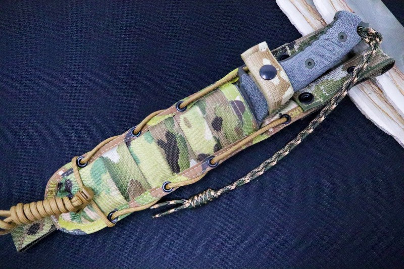 Chris Reeve Knives Pacific 7" NWK Exclusive Fixed Blade - OD Green Plain Edge Blade / CPM-Magnacut / Black Micarta Handle / Camo Lanyard PAC-1009