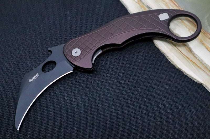 Lionsteel L.E. One - Karambit Blade / CPM-Magnacut Steel / Chemical Black Finish / Earth Brown Anodized Aluminum Handle LE1-A-EB - Northwest Knives
