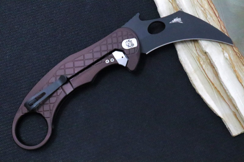 Lionsteel L.E. One - Karambit Blade / CPM-Magnacut Steel / Chemical Black Finish / Earth Brown Anodized Aluminum Handle LE1-A-EB - Northwest Knives