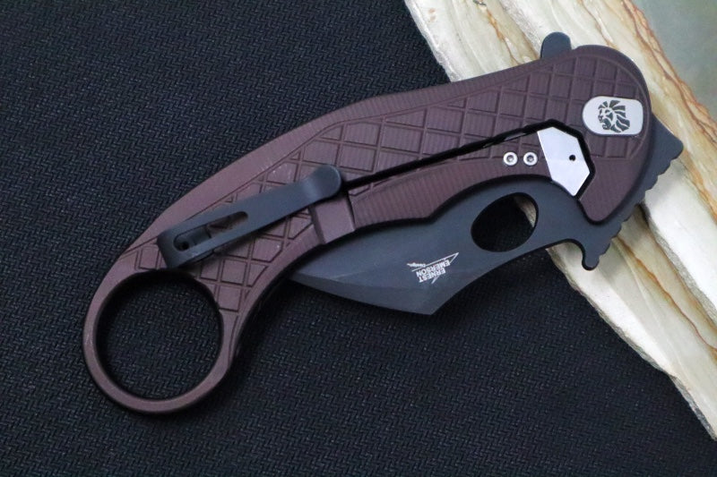 Lionsteel L.E. One - Karambit Blade / CPM-Magnacut Steel / Chemical Black Finish / Earth Brown Anodized Aluminum Handle LE1-A-EB