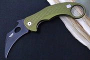 Lionsteel L.E. One - Karambit Blade / CPM-Magnacut Steel / Chemical Black Finish / OD Green Anodized Aluminum Handle LE1-A-GB - Northwest Knives