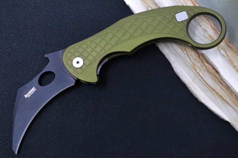 Lionsteel L.E. One - Karambit Blade / CPM-Magnacut Steel / Chemical Black Finish / OD Green Anodized Aluminum Handle LE1-A-GB - Northwest Knives