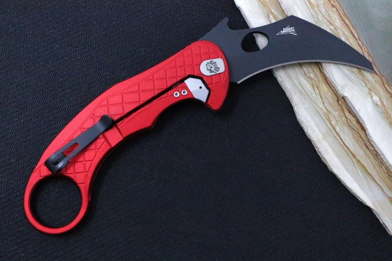 Lionsteel L.E. One - Karambit Blade / CPM-Magnacut Steel / Chemical Black Finish / Red Anodized Aluminum Handle LE1-A-RB