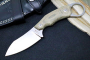 Lionsteel H1 Fixed Blade - Green Canvas Micarta Handle / M390 Steel / Black Leather Sheath M1CVG - Northwest Knives