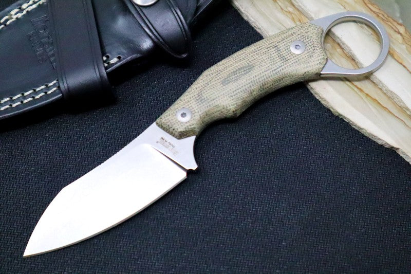 Lionsteel H1 Fixed Blade - Green Canvas Micarta Handle / M390 Steel / Black Leather Sheath M1CVG