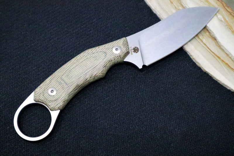 Lionsteel H1 Fixed Blade - Green Canvas Micarta Handle / M390 Steel / Black Leather Sheath M1CVG