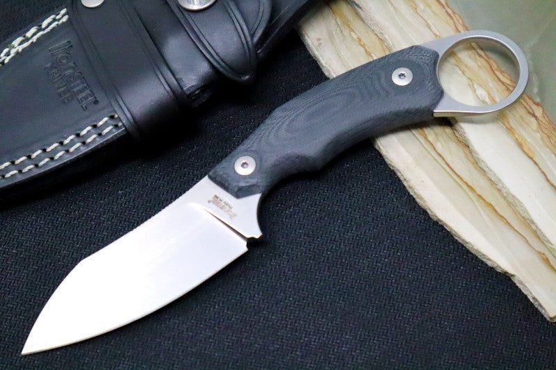 Lionsteel H1 Fixed Blade - Black G-10 Handle / M390 Steel / Black Leather Sheath M1GBK - Northwest Knives