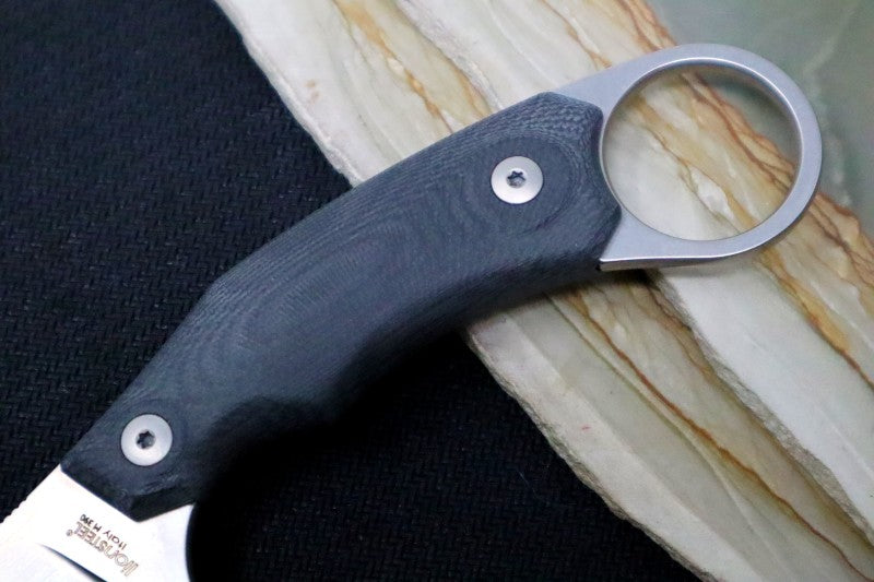 Lionsteel H1 Fixed Blade - Black G-10 Handle / M390 Steel / Black Leather Sheath M1GBK