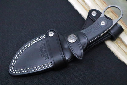 Lionsteel H1 Fixed Blade - Black G-10 Handle / M390 Steel / Black Leather Sheath M1GBK