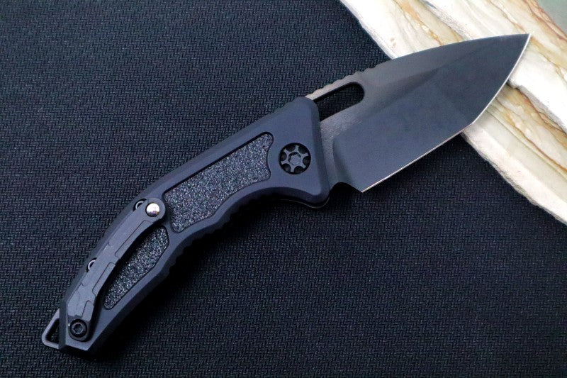 Heretic Knives Medusa Auto - Tanto DLC Blade / Black Anodized Aluminum Handle / Black Grip-Tape Inlays H011-6A-T