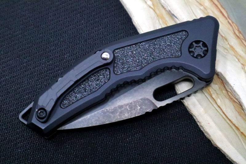 Heretic Knives Medusa Auto - Tanto DLC Blade / Black Anodized Aluminum Handle / Black Grip-Tape Inlays H011-6A-T