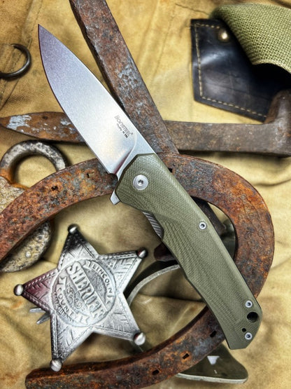 Lionsteel TRE Three Rapid Exchange Titanium Flipper - Green G10 Handle - TRE-GGR