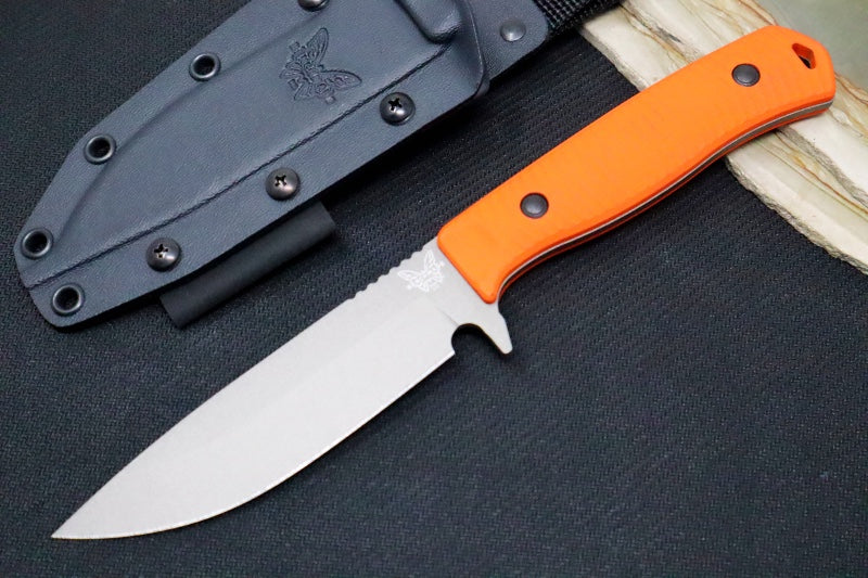 Benchmade 539GY Anonimus Fixed Blade Custom - CPM-CruWear / Drop Point / Hunter Orange Cerakoted G-10 Handle
