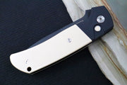 Pro Tech Terzuloa ATCF Auto - Black Aluminum & Ivory Micarta Handle / 3D Titanium Clip / Black DLC Drop Point Blade / CPM-Magnacut Steel BT2752 - Northwest Knives