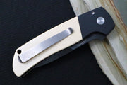 Pro Tech Terzuloa ATCF Auto - Black Aluminum & Ivory Micarta Handle / 3D Titanium Clip / Black DLC Drop Point Blade / CPM-Magnacut Steel BT2752 - Northwest Knives