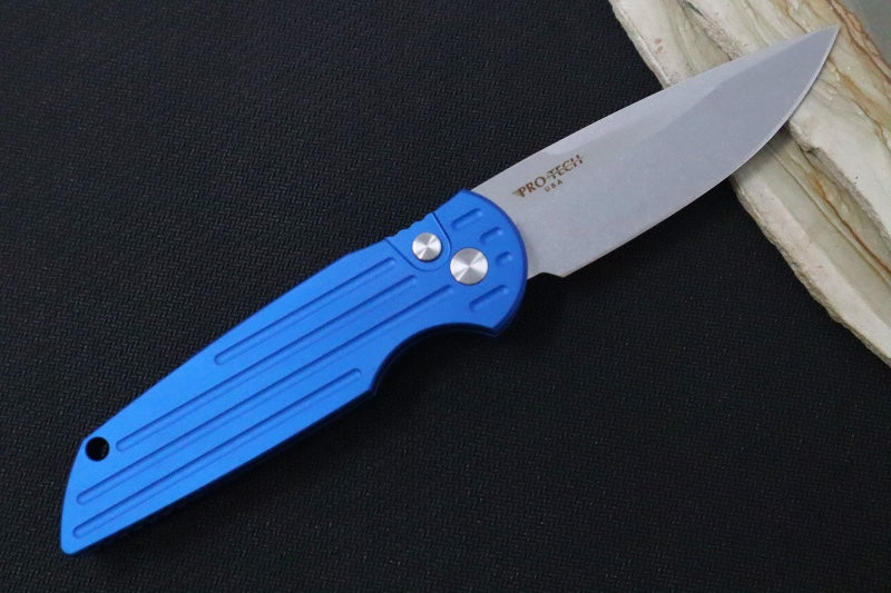 Pro Tech Tactical Response 3 Auto LEFT HANDED -Blue Handle -Stonewash Blade TR-3-L1-BLUE