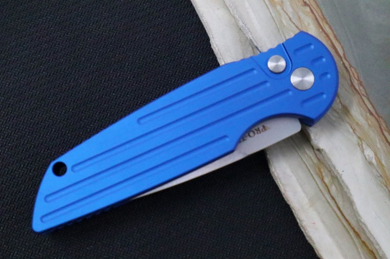 Pro Tech Tactical Response 3 Auto LEFT HANDED -Blue Handle -Stonewash Blade TR-3-L1-BLUE