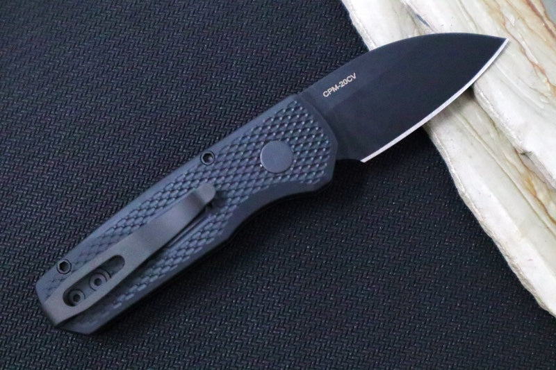 Pro Tech Runt Auto - Textured Black Aluminum Handle / Black DLC Wharncliffe Blade / CPM-20CV Steel R5106