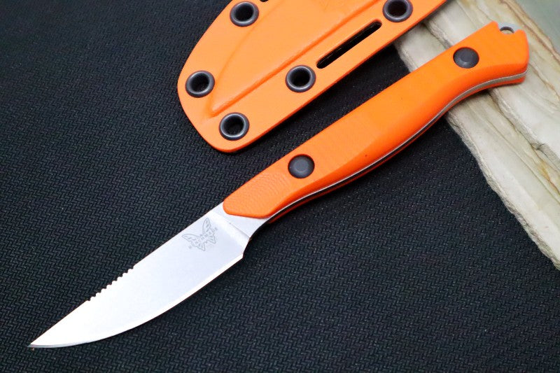 Benchmade 15700 Flyway - Straight Back Blade / CPM-154 Steel / Orange G10 Handle Scales / Boltaron Sheath